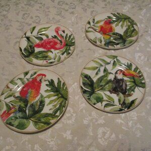 Modern Southern Home set of 4 Birds melamine dishes.